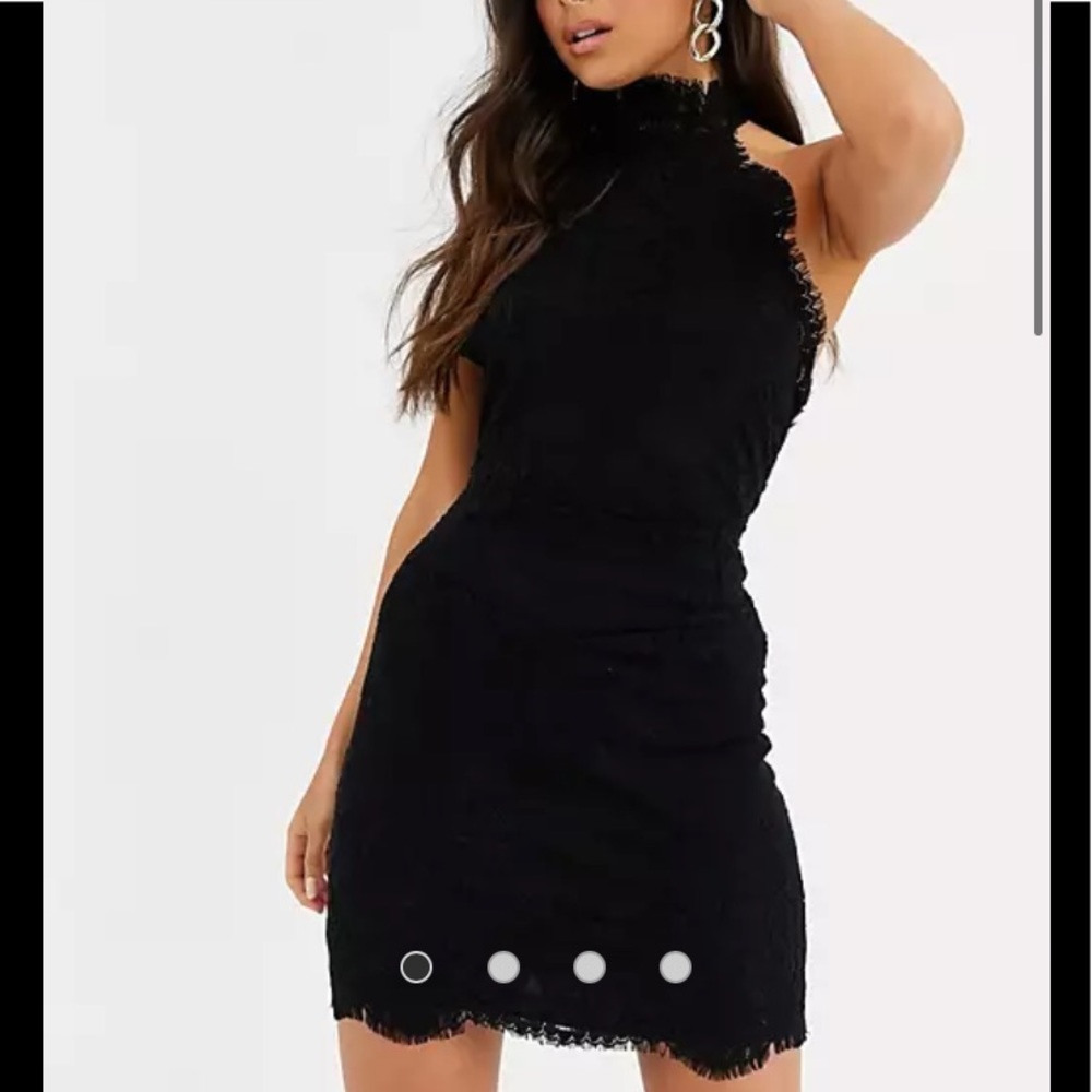 Free people Harper black halter lace mini dress